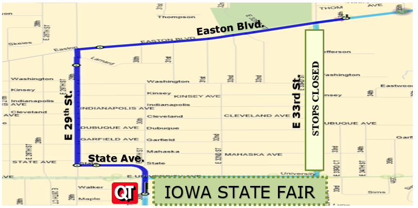Map of Route 1 Detour State Fair