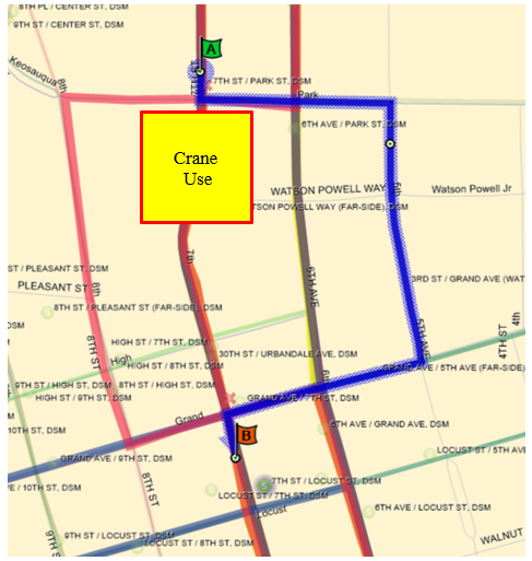 Map of Route 3, 15, 17, 52, 60, LINK detour