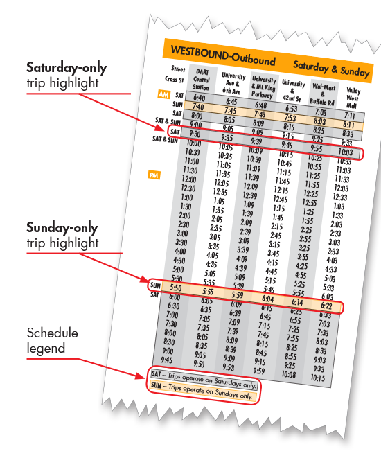 How to Read Your Weekend Schedule DART Des Moines Area Regional