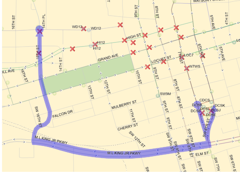 Tuesday April 21, 2026 2:00pm to 8:00pm 5, & 14 Inbound:  At Woodland route 5 Right (S) on 15th, 15th/16th Left (S) on MLK, Left (N) on SW 7th to DCS. 5, & 14  Outbound: From DCS 7th (S), Right (W) on MLK, Right (N) on 16th/15th route 14 back on route, route 5 Left (W) on Woodland back on route.