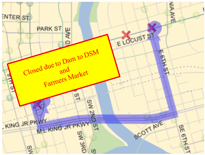 Route 1, & 4 1 & 4 Outbound: From DCS, 7th (S), Left (E) on MLK, Left (N) on E 6th, Right (E) on Grand back to route. 1 & 4 Inbound: Grand (W), Left (S) on E 6th, Right (W) on MLK, Right (N) on 7th to DCS.
