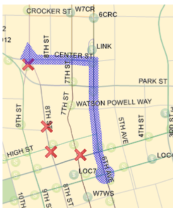 16 Outbound: 6th Ave (N) Left (W) on Center St., Right (N) 9th St. Back on Route.
