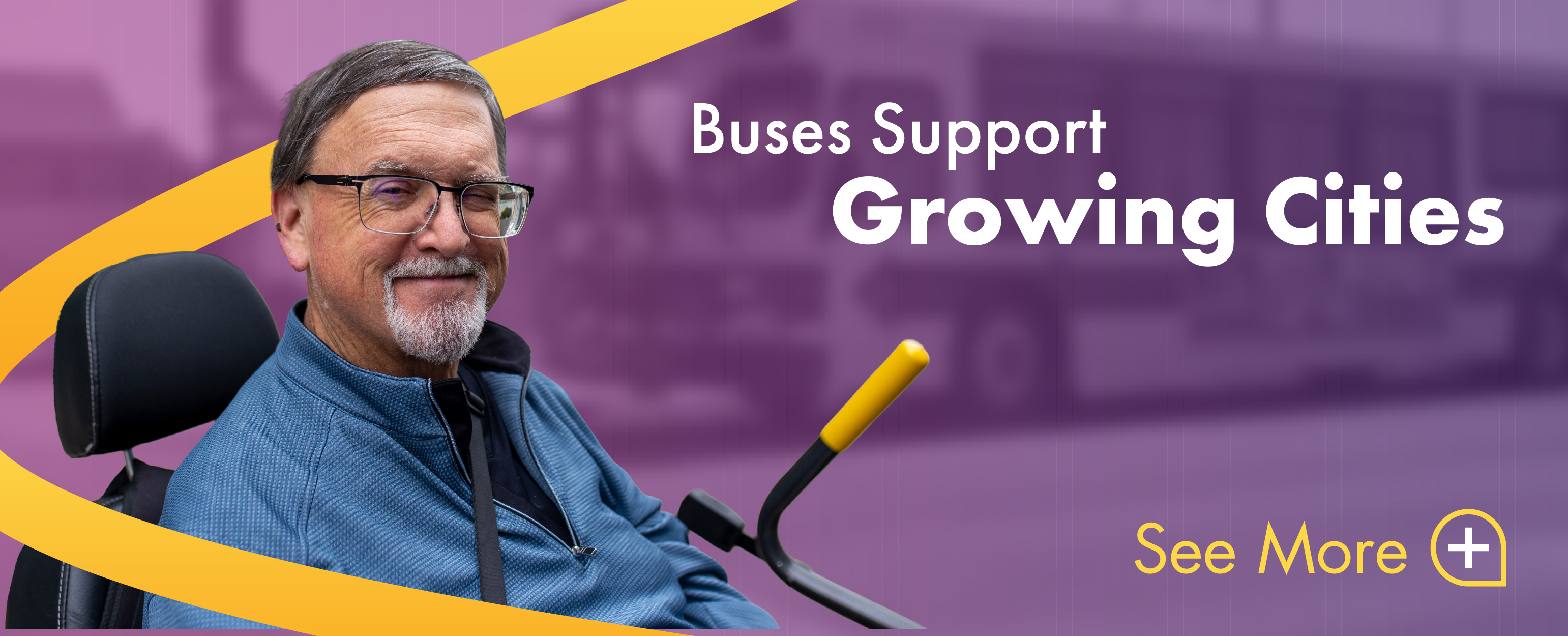 Button labeled Buses Support growing cities click to learn more
