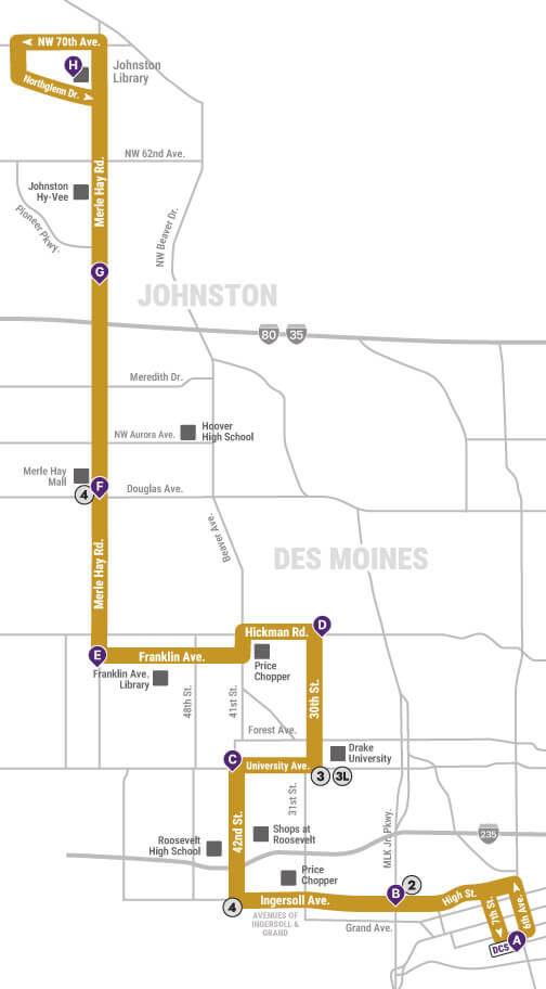 A map of route 5. See turn-by-turn section for more info via text or audio.